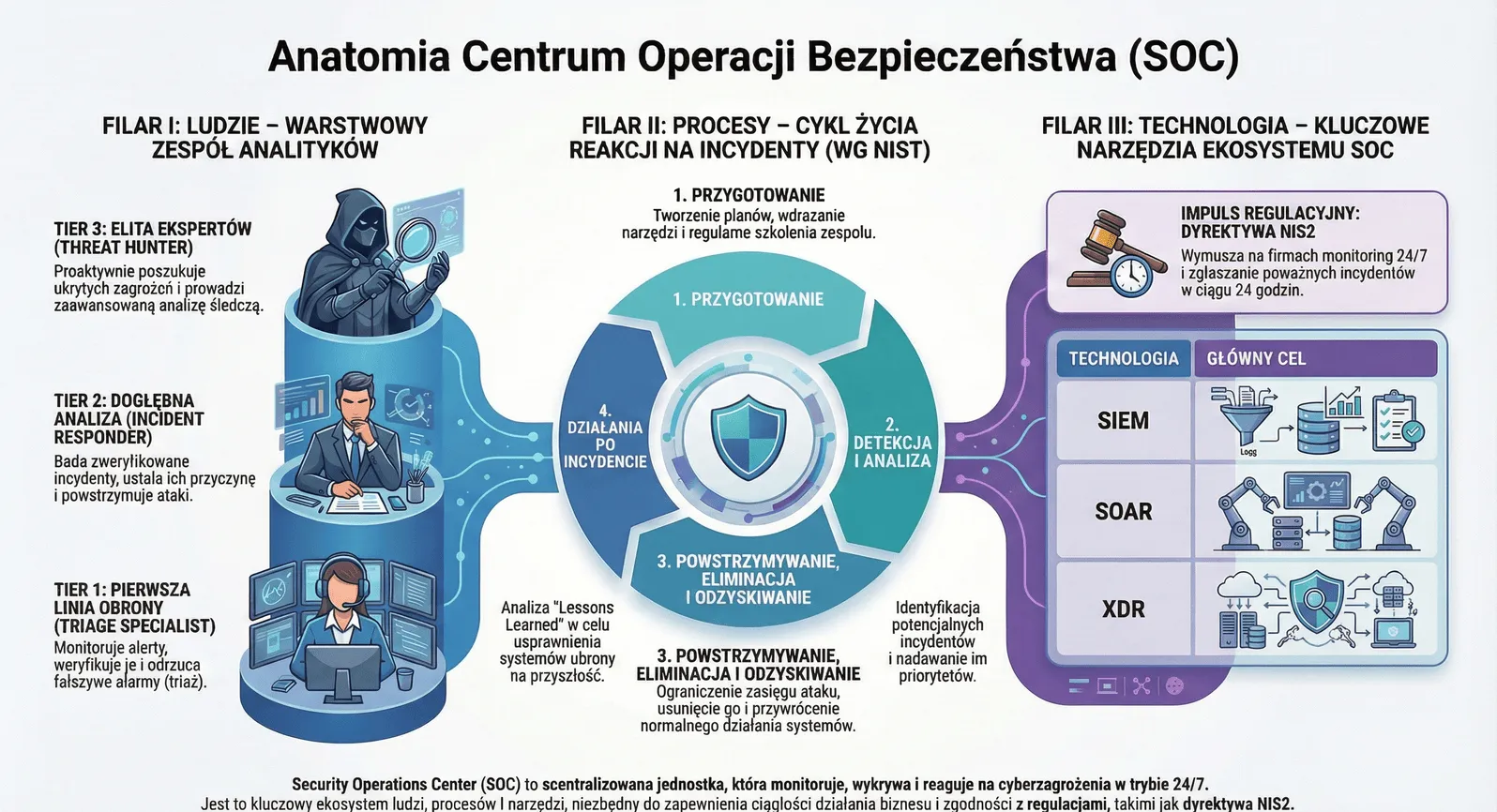 Infografika prezentująca podstawowe załozenia SOC